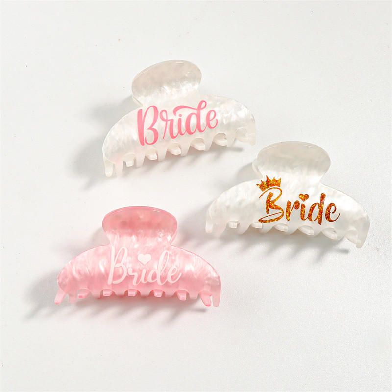 8cmホワイトピンクゴールドレターブライダルヘアアクセサリー女性のためのアクリル花嫁の髪の爪